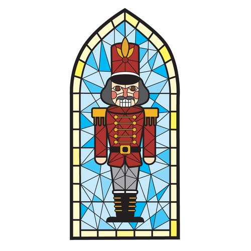 Nutcracker Stained Glass Sticker Design