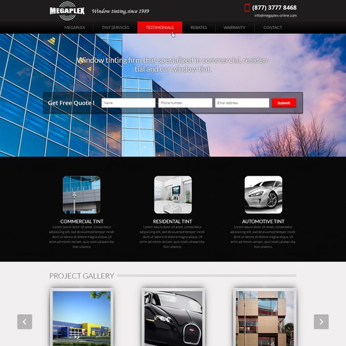 Create a modern, fresh design for a window tinting firm