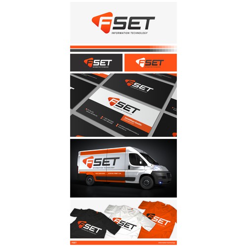 Create the next logo and business card for FSET