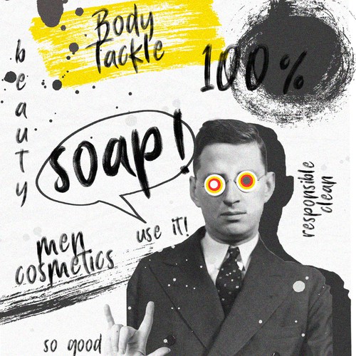 Ad concept for men`s cosmetic soap