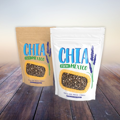 Packaging design for chia seeds from Mexico