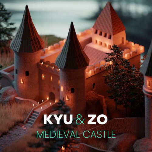 3d low poly medieval castle