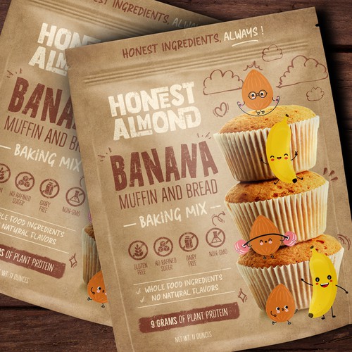 Fun and playful packaging for our protein baking mix brand!