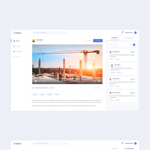 Video platform for construction industry
