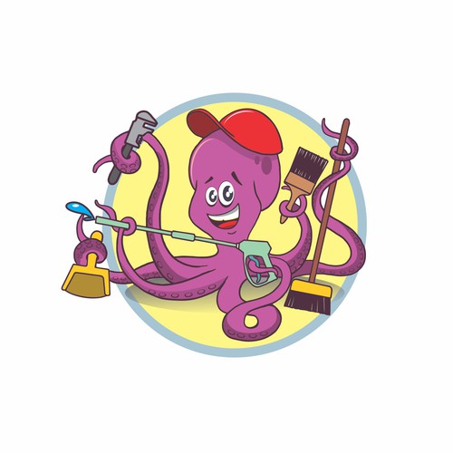 Eco Friendly Octopus Mascot for Cleaning Company