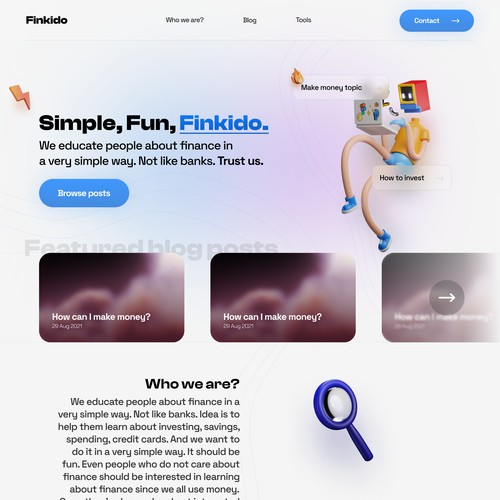 Landing Page: Finkido