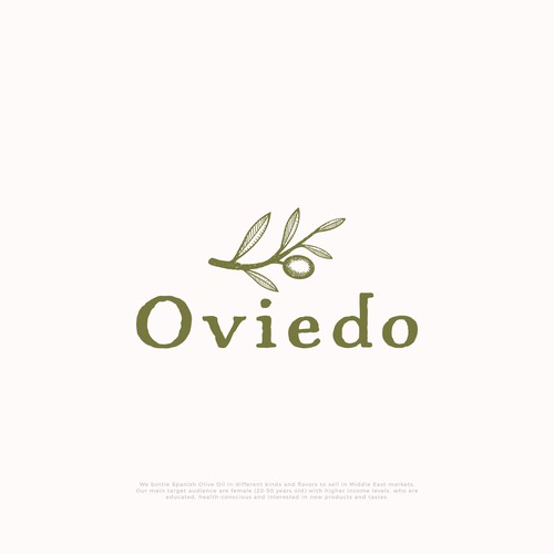 Hand-drawn logo for Oviedo olive oil company