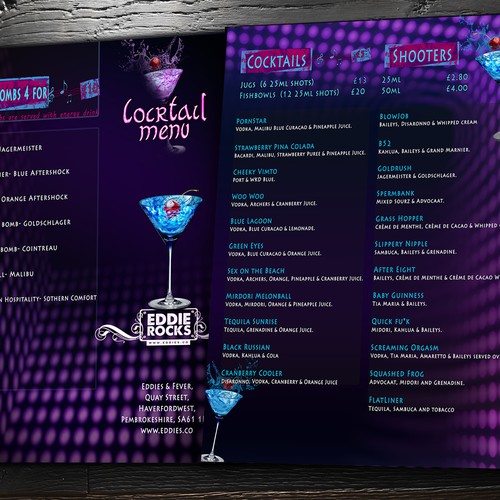 Nightclub requires new cocktail menu
