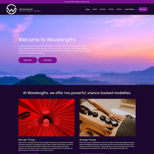 Wavelengths Red Light Therapy + Massage Redesign
