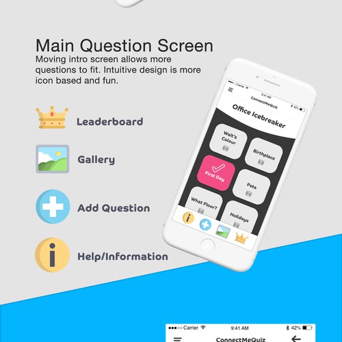 Bright and fun design for a quiz app.