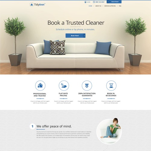 Create a Converting Home Page for a Home Cleaning Company