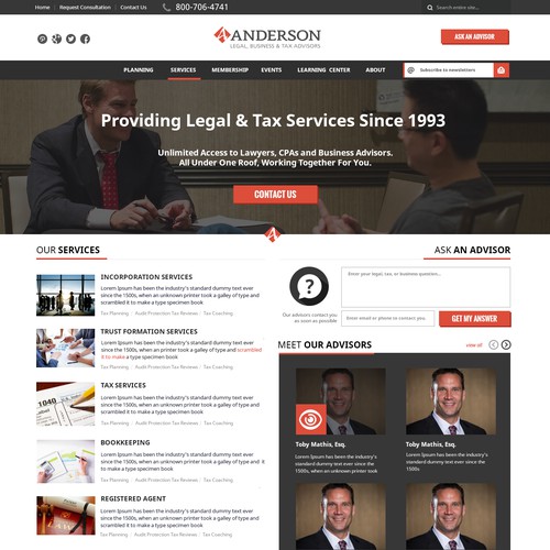 Redesign a more modern home page of a successful legal and tax practice