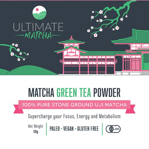Matcha tea pouch packaging for Ultimate Matcha