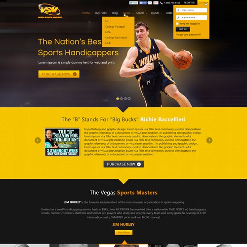 Website design for Vegas Sports