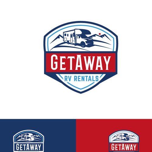 Vintage badge logo for Rv rentals