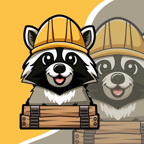 Cartoon raccoon mascot logo