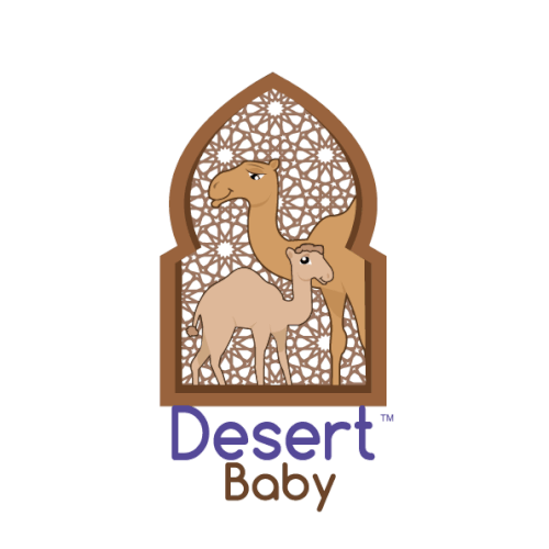 Create a modern Kuwaiti/Arab inspired logo for childrens line "Desert Baby"