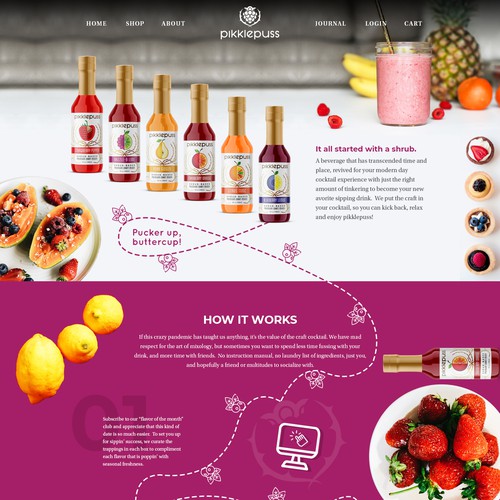 Website layout concept for a beverage company