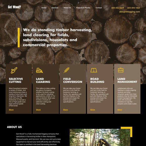 Earthy toned Homepage logging tree clearing