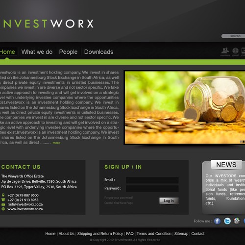 New website design wanted for Investworx