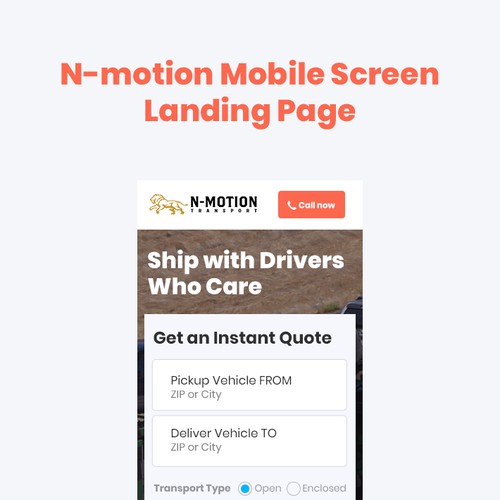 N-motion mobile Landing page