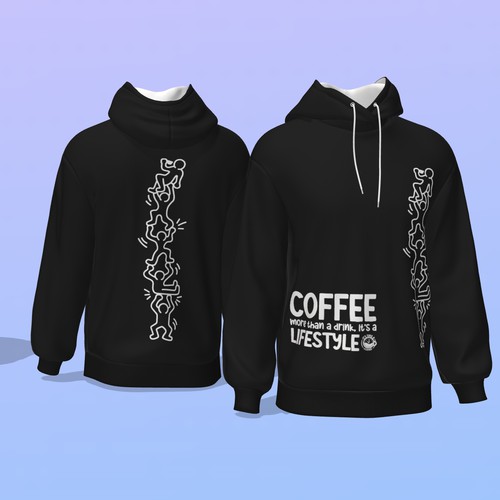 Coffee Lifestyle – Black & White T-Shirt Artwork - Keith Haring Style