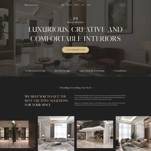 Website design for elite high end interior designer