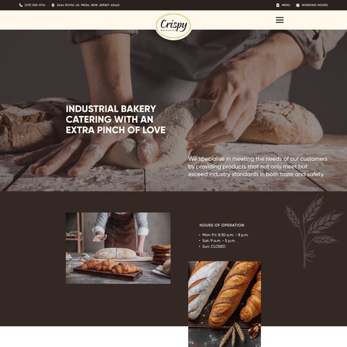 Commercial bakery website