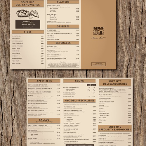 Sol's NYC Deli Menu