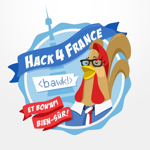 Create an illustrated logo for Hack4France