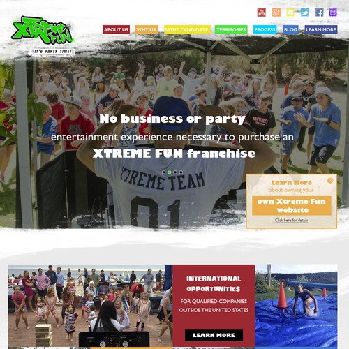 Xtreme Fun Franchising page