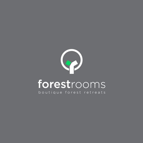 Simple fresh, bold contemporary abstract logo for stunning modern forest cabins on stilts