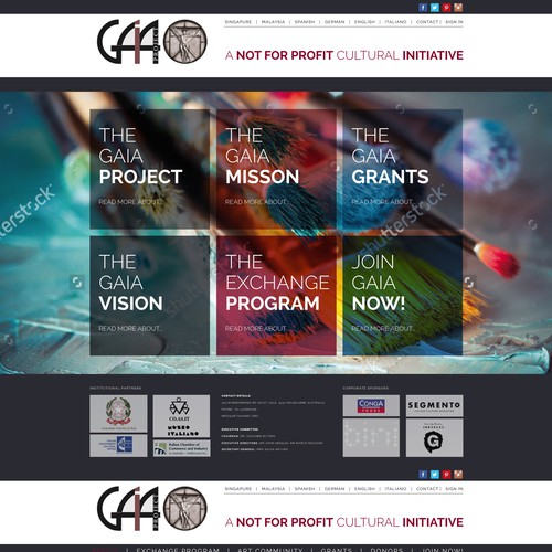Website design for a non-prifit art organisation