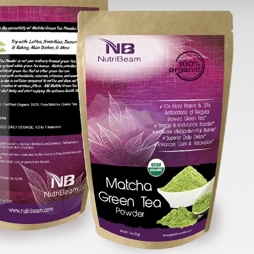Label for Matcha Green Tea Powder pouch