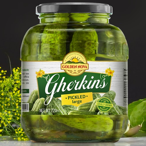 Pickled gherkins, label design