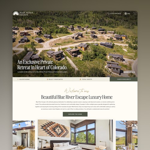 Blue River Escape | Luxury Vacation Rental Website | Made on 99designs