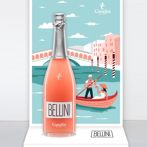 Bellini cocktail paper display