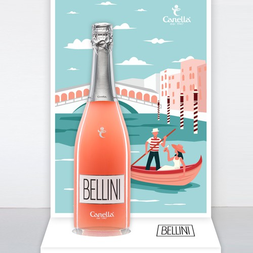 Bellini cocktail paper display