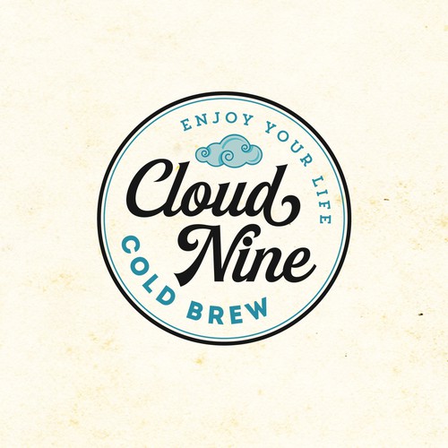 Logo and background illustrations for Cloud Nine Cold Brew Coffee