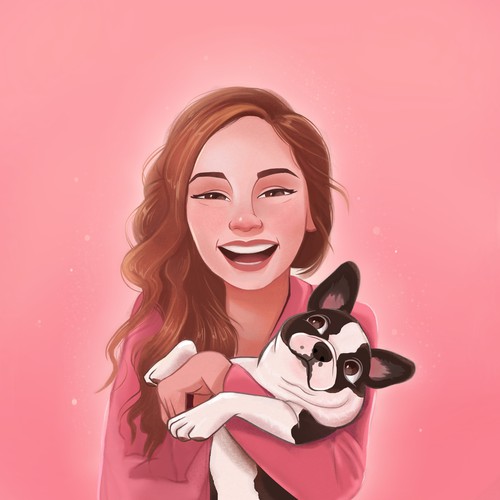 pet and girl portrait