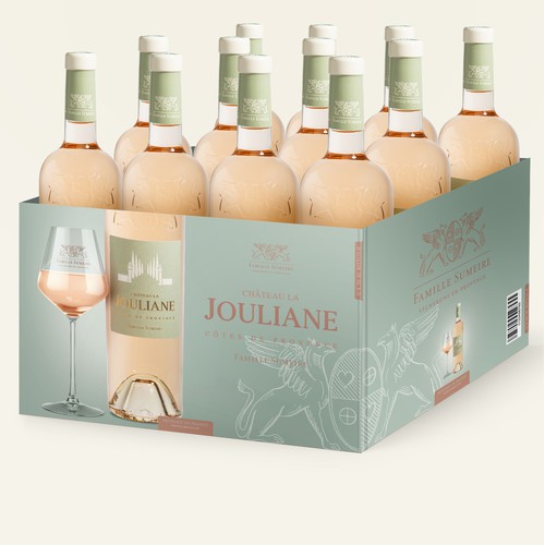 Tray pack design for wine Chateau La Jouliane