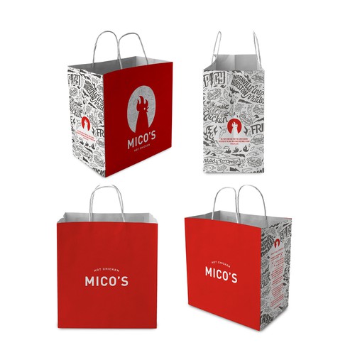 Design for Mico's Hot Chicken takeout bag