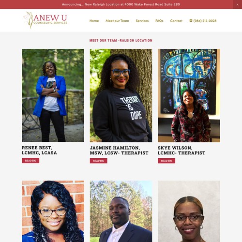 ANEW U Counseling Service Team Page