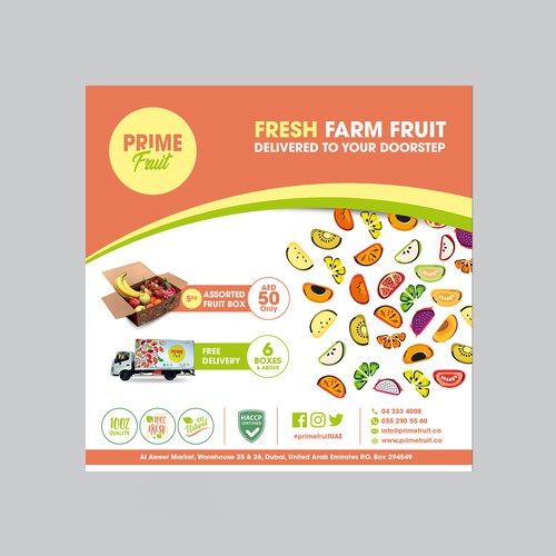 Modern, Colorful Flyer Design for Prime International Fruit LLC in United Arab Emirates