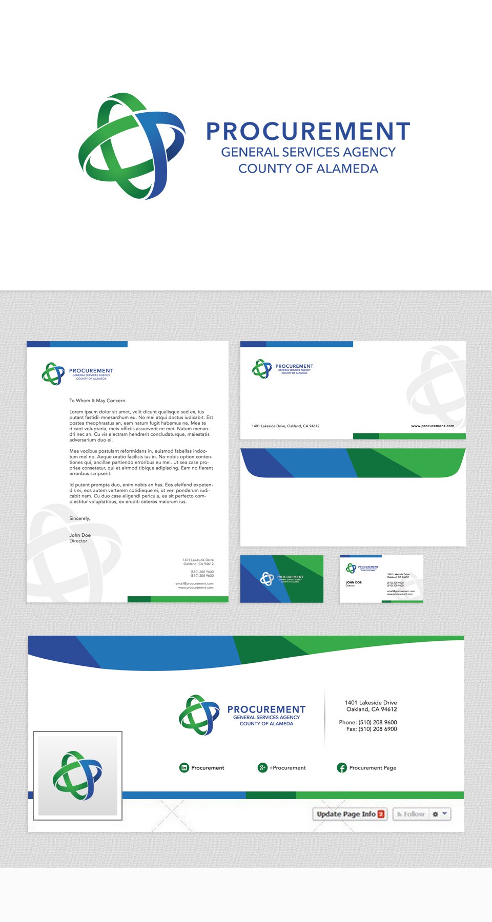 Create a new visual identity for a local government procurement department.  No generic design "P"s, please.