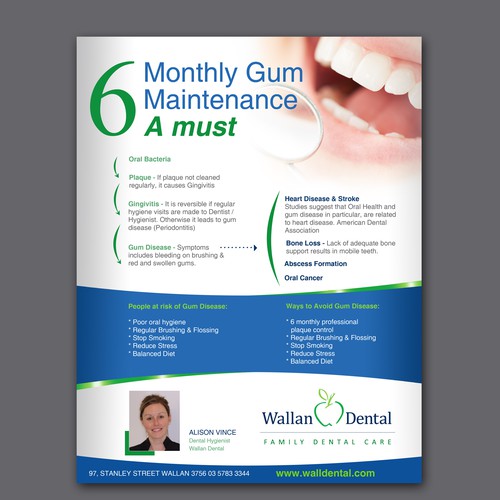 Simple/Powerful design to understand importance of regular gums maintenance.
