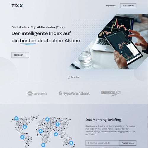 Landing Page For German Stock Market Product