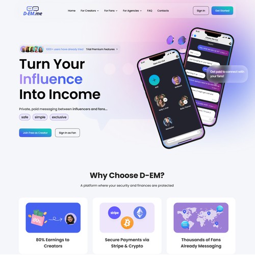 Creator & Fan Messaging Platform Website