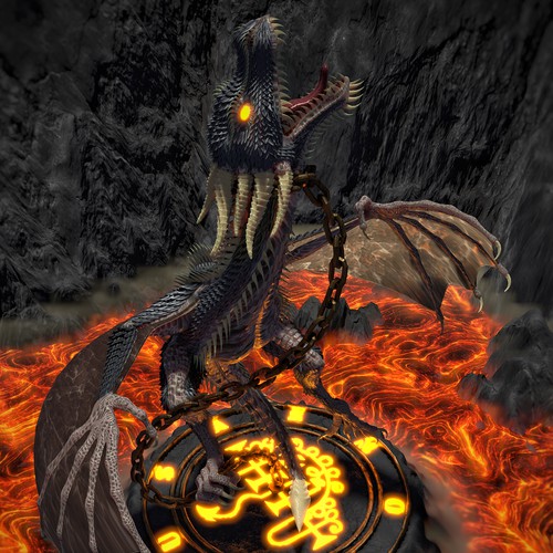 Dragon in Chains — 3D Model Illustration