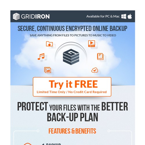 Design an email creative for online backup company